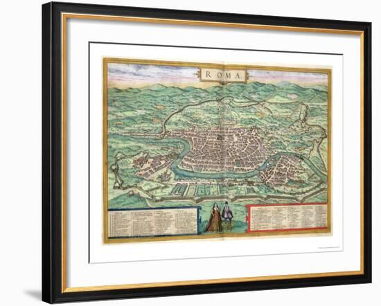 Map of Rome, from "Civitates Orbis Terrarum" by Georg Braun and Frans Hogenberg, circa 1572-Joris Hoefnagel-Framed Giclee Print