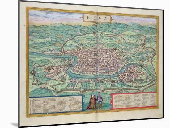 Map of Rome, from "Civitates Orbis Terrarum" by Georg Braun and Frans Hogenberg, circa 1572-Joris Hoefnagel-Mounted Giclee Print