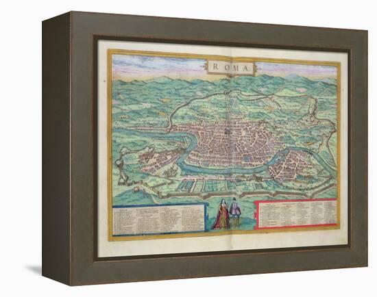 Map of Rome, from "Civitates Orbis Terrarum" by Georg Braun and Frans Hogenberg, circa 1572-Joris Hoefnagel-Framed Premier Image Canvas