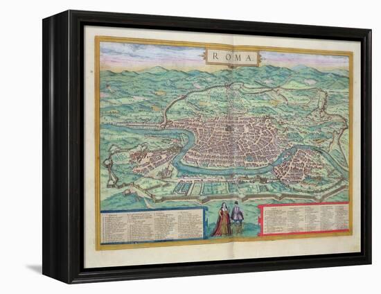 Map of Rome, from "Civitates Orbis Terrarum" by Georg Braun and Frans Hogenberg, circa 1572-Joris Hoefnagel-Framed Premier Image Canvas