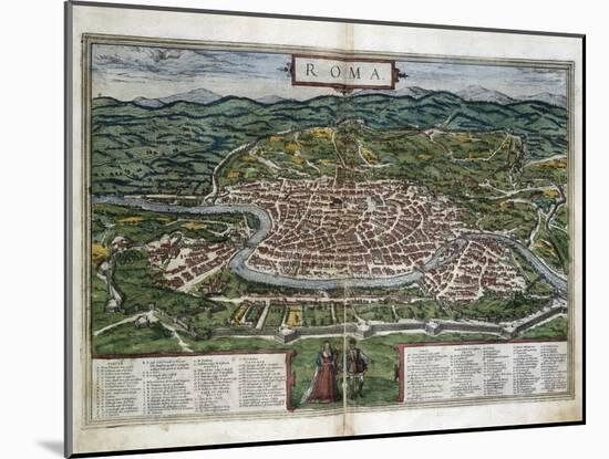 Map of Rome-Abraham Ortelius-Mounted Art Print