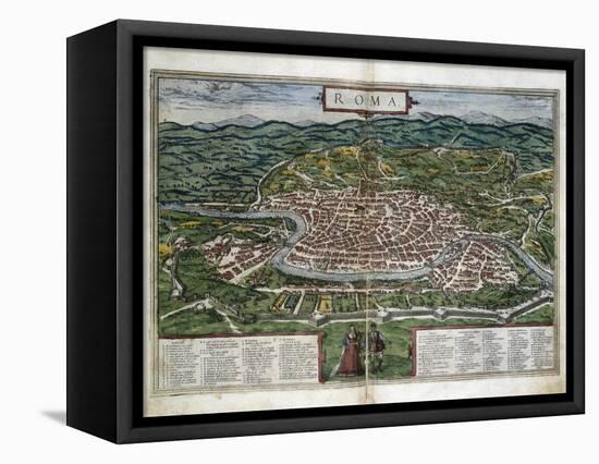 Map of Rome-Abraham Ortelius-Framed Stretched Canvas