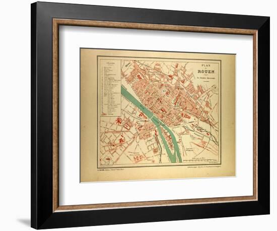 Map of Rouen France-null-Framed Giclee Print