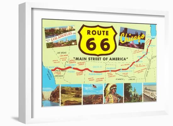 Map of Route 66-null-Framed Art Print