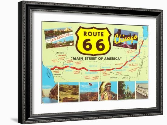Map of Route 66-null-Framed Art Print