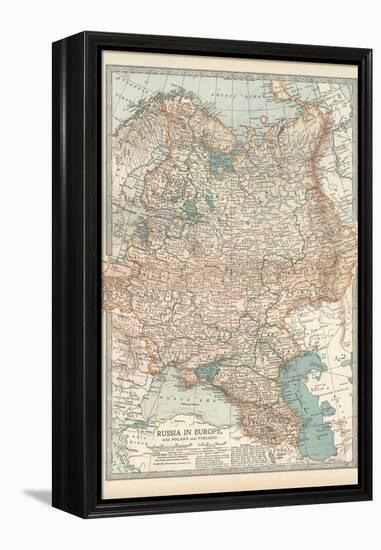 Map of Russia in Europe, with Poland and Finland-Encyclopaedia Britannica-Framed Stretched Canvas