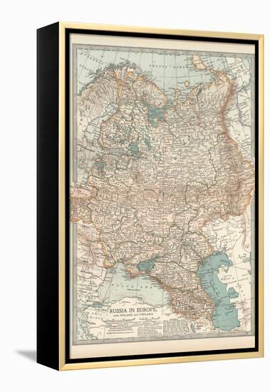 Map of Russia in Europe, with Poland and Finland-Encyclopaedia Britannica-Framed Stretched Canvas