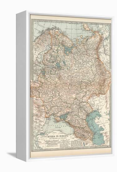 Map of Russia in Europe, with Poland and Finland-Encyclopaedia Britannica-Framed Stretched Canvas