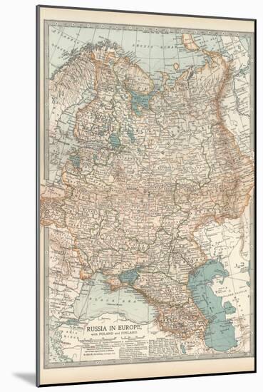 Map of Russia in Europe, with Poland and Finland-Encyclopaedia Britannica-Mounted Art Print