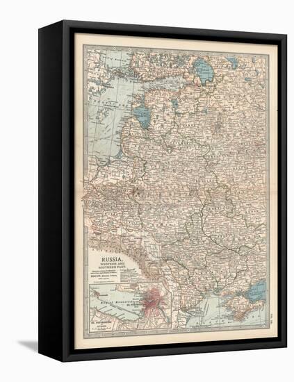 Map of Russia, Western and Southern Part. Inset of St. Petersburg and Environs-Encyclopaedia Britannica-Framed Stretched Canvas