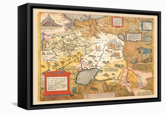 Map of Russia-Abraham Ortelius-Framed Stretched Canvas