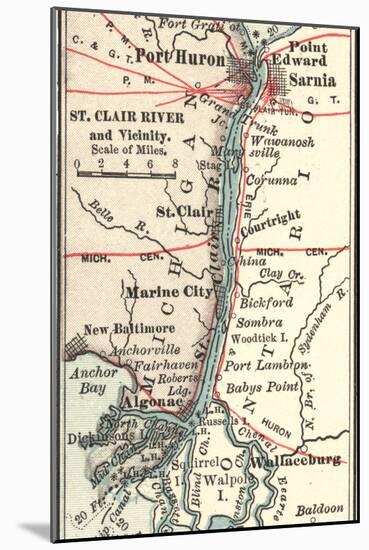 Map of Saint Clair River-Encyclopaedia Britannica-Mounted Art Print