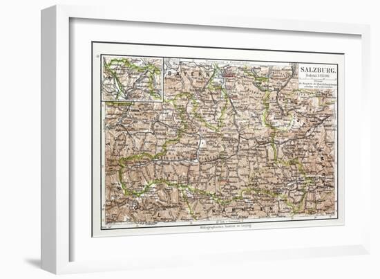 Map of Salzburg Austria 1899-null-Framed Giclee Print