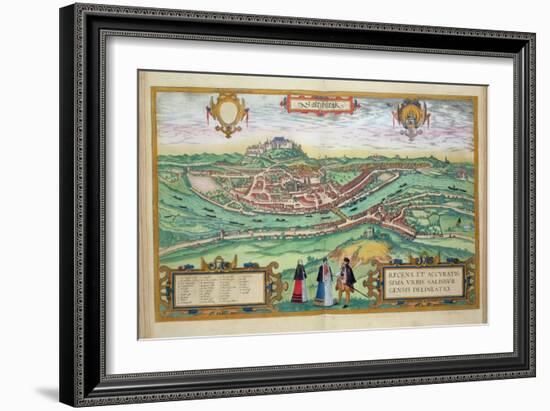 Map of Salzburg, from Civitates Orbis Terrarum by Georg Braun-Joris Hoefnagel-Framed Giclee Print