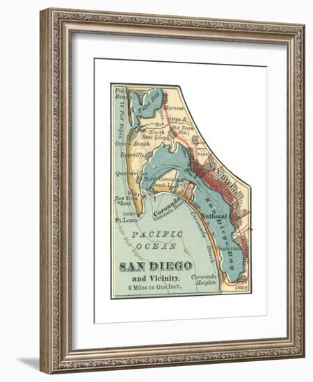 Map of San Diego (C. 1900), Maps-Encyclopaedia Britannica-Framed Giclee Print