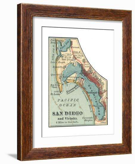 Map of San Diego (C. 1900), Maps-Encyclopaedia Britannica-Framed Giclee Print