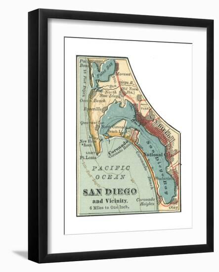 Map of San Diego (C. 1900), Maps-Encyclopaedia Britannica-Framed Giclee Print