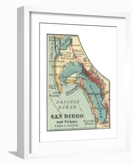 Map of San Diego (C. 1900), Maps-Encyclopaedia Britannica-Framed Giclee Print