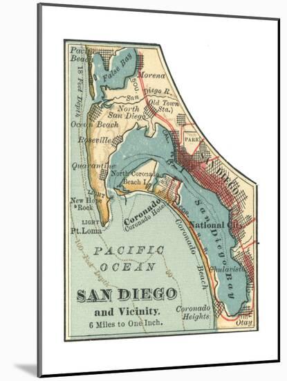 Map of San Diego (C. 1900), Maps-Encyclopaedia Britannica-Mounted Giclee Print