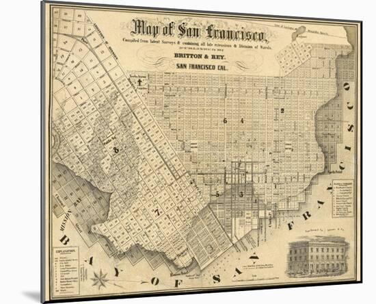 Map of San Francisco, c.1852-Britton & Rey-Mounted Art Print