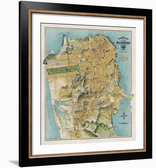 Map of San Francisco, California, 1912-August Chevalier-Framed Art Print