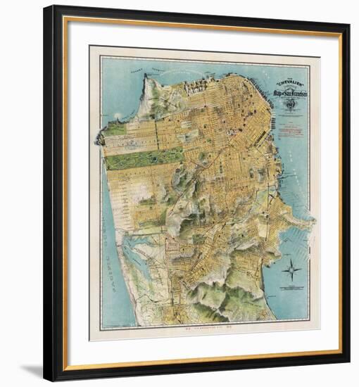 Map of San Francisco, California, 1912-August Chevalier-Framed Art Print