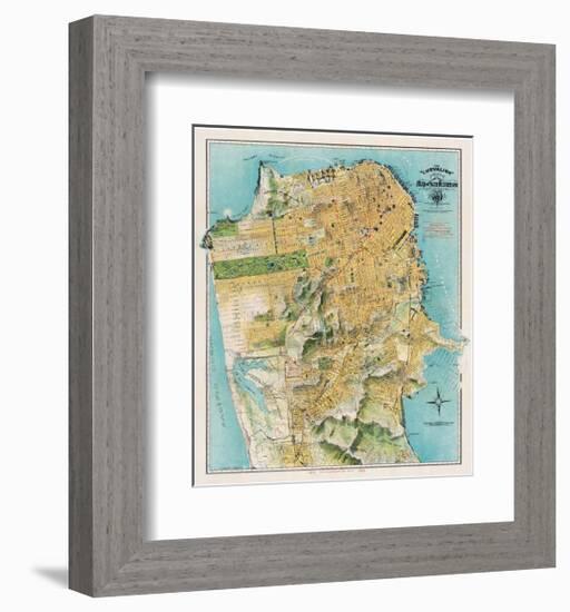 Map of San Francisco, California, 1912-August Chevalier-Framed Giclee Print