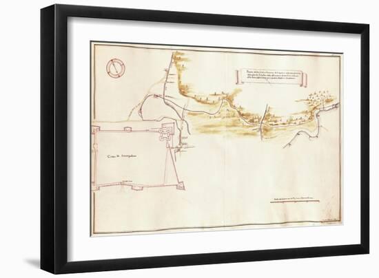 Map of Sansepolcro and its Fortress, Tuscany Region, Italy-null-Framed Giclee Print