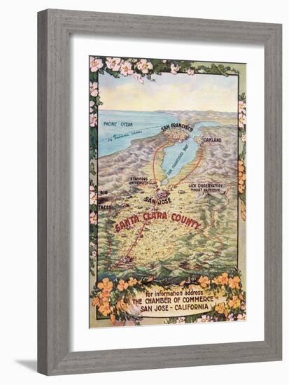 Map of Santa Clara County, San Jose, California-null-Framed Art Print