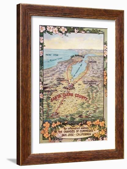 Map of Santa Clara County, San Jose, California-null-Framed Art Print