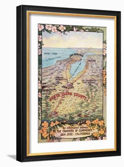 Map of Santa Clara County, San Jose, California-null-Framed Art Print