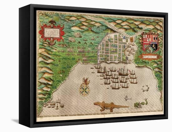 Map of Santo Domingo by Baptista Boazio-null-Framed Premier Image Canvas