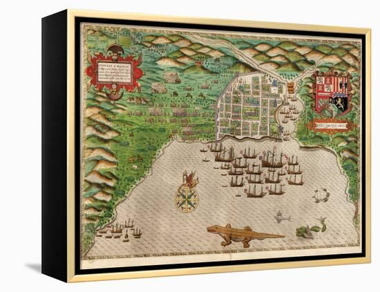 Map of Santo Domingo by Baptista Boazio-null-Framed Premier Image Canvas