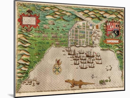 Map of Santo Domingo by Baptista Boazio-null-Mounted Giclee Print