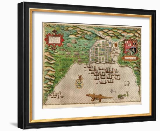 Map of Santo Domingo by Baptista Boazio-null-Framed Giclee Print