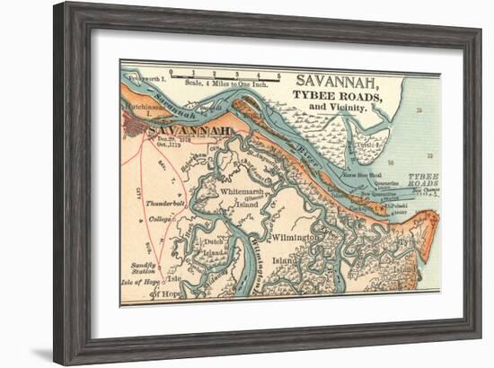 Map of Savannah (C. 1900), Maps-Encyclopaedia Britannica-Framed Art Print