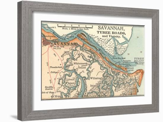 Map of Savannah (C. 1900), Maps-Encyclopaedia Britannica-Framed Art Print