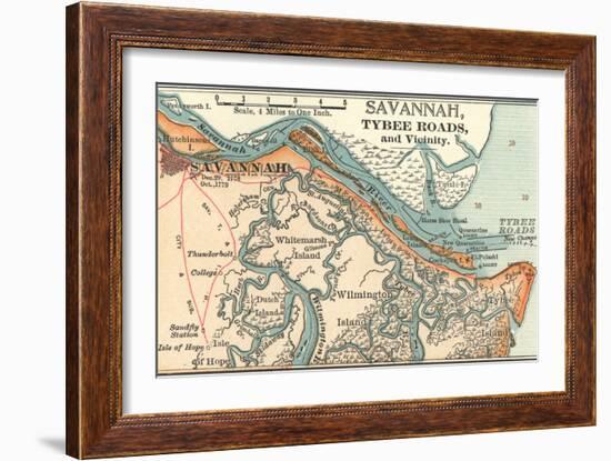 Map of Savannah (C. 1900), Maps-Encyclopaedia Britannica-Framed Art Print