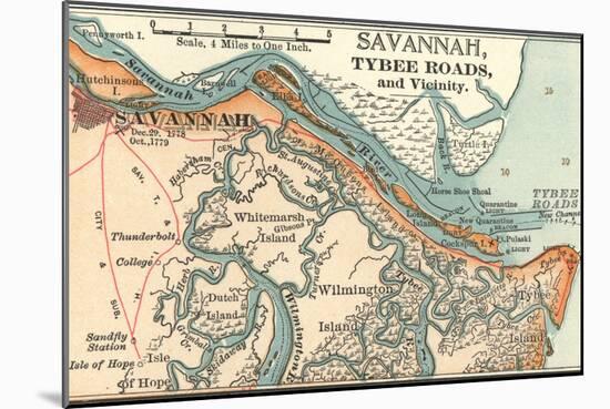 Map of Savannah (C. 1900), Maps-Encyclopaedia Britannica-Mounted Art Print