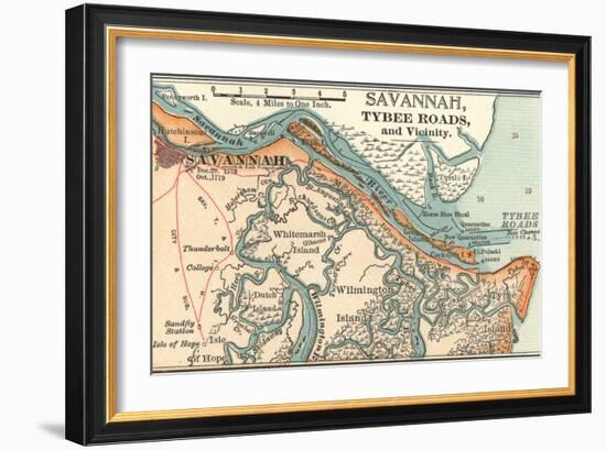 Map of Savannah (C. 1900), Maps-Encyclopaedia Britannica-Framed Art Print