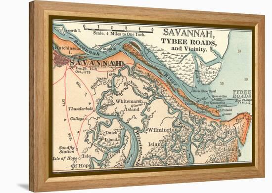 Map of Savannah (C. 1900), Maps-Encyclopaedia Britannica-Framed Stretched Canvas