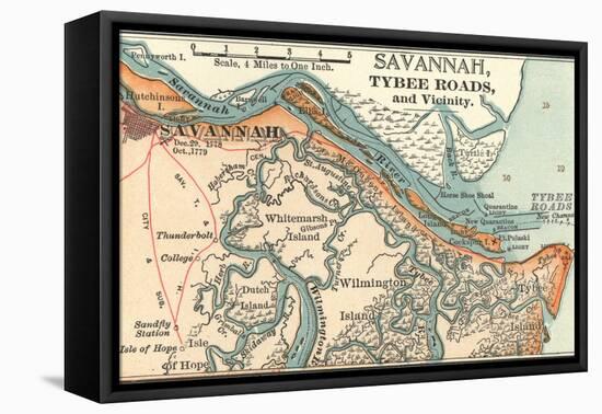 Map of Savannah (C. 1900), Maps-Encyclopaedia Britannica-Framed Stretched Canvas