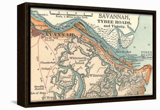 Map of Savannah (C. 1900), Maps-Encyclopaedia Britannica-Framed Stretched Canvas