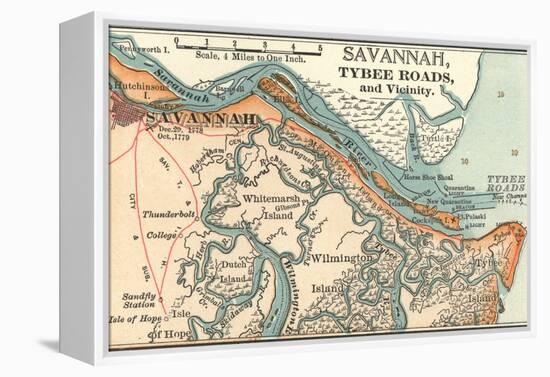 Map of Savannah (C. 1900), Maps-Encyclopaedia Britannica-Framed Stretched Canvas