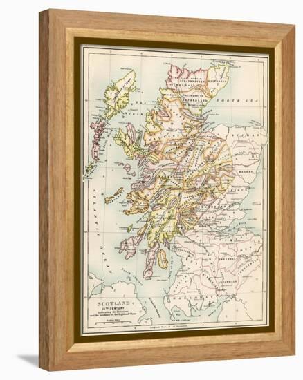 Map of Scotland in the 1520s, Showing Territories of the Highland Clans-null-Framed Premier Image Canvas