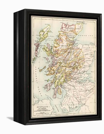 Map of Scotland in the 1520s, Showing Territories of the Highland Clans-null-Framed Premier Image Canvas