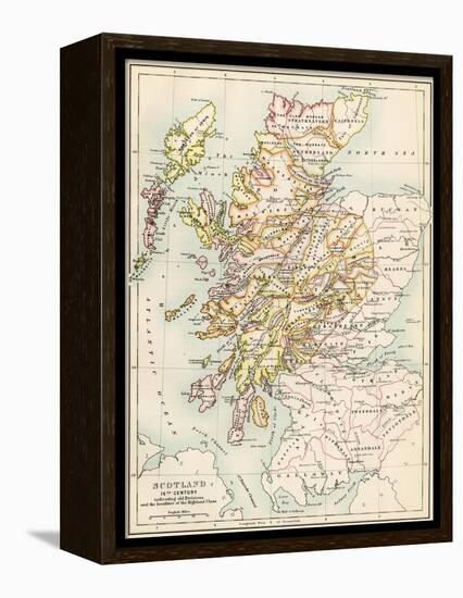 Map of Scotland in the 1520s, Showing Territories of the Highland Clans-null-Framed Premier Image Canvas