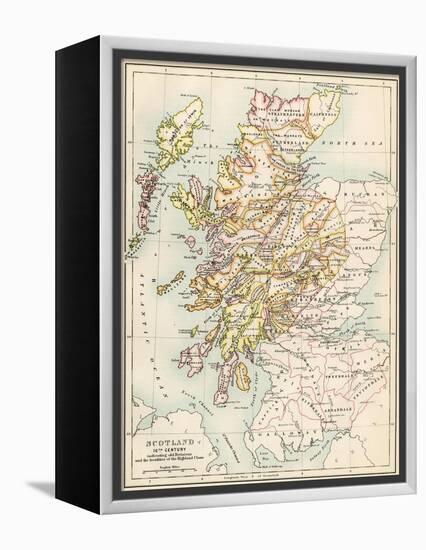 Map of Scotland in the 1520s, Showing Territories of the Highland Clans-null-Framed Premier Image Canvas