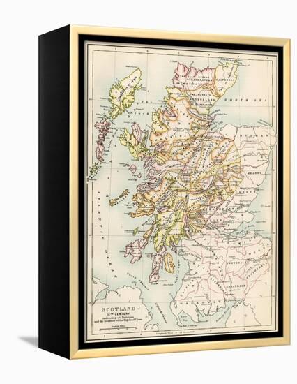 Map of Scotland in the 1520s, Showing Territories of the Highland Clans-null-Framed Premier Image Canvas