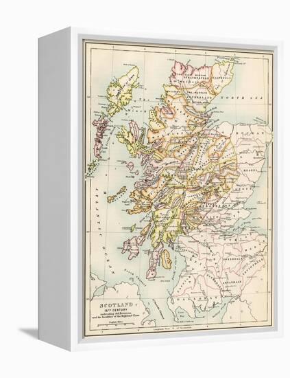 Map of Scotland in the 1520s, Showing Territories of the Highland Clans-null-Framed Premier Image Canvas
